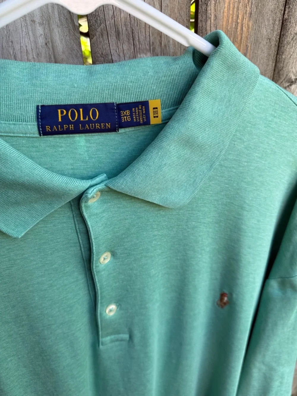 Polo Ralph Lauren Polo Shirt collar buttons green FLAWS 3X Big 3XB